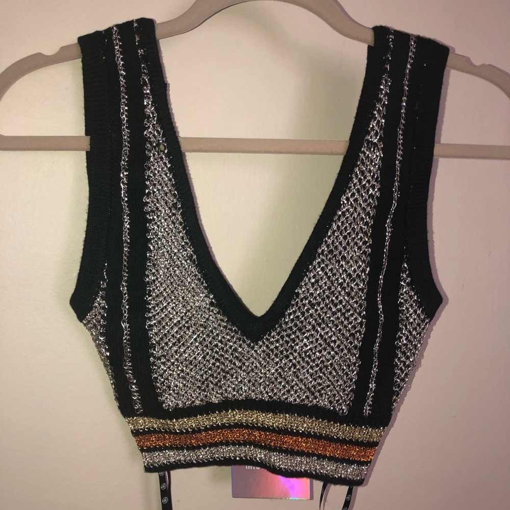 Metallic knitted fitted crop top by Missguided
